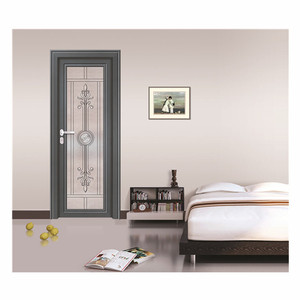 Impreso de transferencia de aluminio de grano de madera de Casa puerta principal único templado de vidrio de puerta abatible - Product Image 4