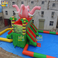WODI Toboggan Gonflable Commercial en PVC 0,55 mm pour Enfants, Combo Château avec Piscine pour Enfants et Adultes, Qualité Professionnelle Robuste pour la Location