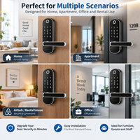 Serrure de porte intelligente sans clé avec empreinte digitale et clavier, application TTLock, poignée à levier noire, entrepôt américain