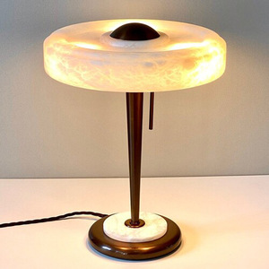 Lampe de table en marbre espagnol E27 Led 220V avec interrupteur pour la décoration de la chambre à coucher et du bureau - Product Image 1