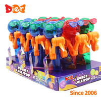 Vente en gros de bonbons marque privée personnalisée sucette de bonbons durs à saveur de fruits halal avec robot flash amusant jouet de bonbons pour enfants ODM