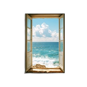 Pintura de paisaje marino en lienzo al óleo enmarcado, arte de pared minimalista abstracto para decoración de sala de estar y dormitorio, marco de aleación de aluminio duradero - Product Image 5