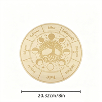 Tailai 8IN Roue de divination en contreplaqué gravée au laser, signe du zodiaque en bois, kit d'accessoires d'autel de sorcellerie, fournitures de sorcellerie pour débutants