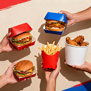 Caja de Papel para Alimentos con Diseño Resistente a la Grasa para <span class=keywords><strong>Hamburguesas</strong></span>, Papas Fritas, Pollo, Pizza, Ensaladas, Restaurantes <span class=keywords><strong>del</strong></span> <span class=keywords><strong>Mundial</strong></span> - Product Image 1