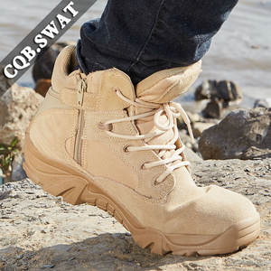 รองเท้าบูตยุทธวิธีแบบเคนยาขนาด6นิ้ว,รองเท้าบูทผู้ชายรองเท้ากลางแจ้งหนังทรายสีดำ - Product Image 4