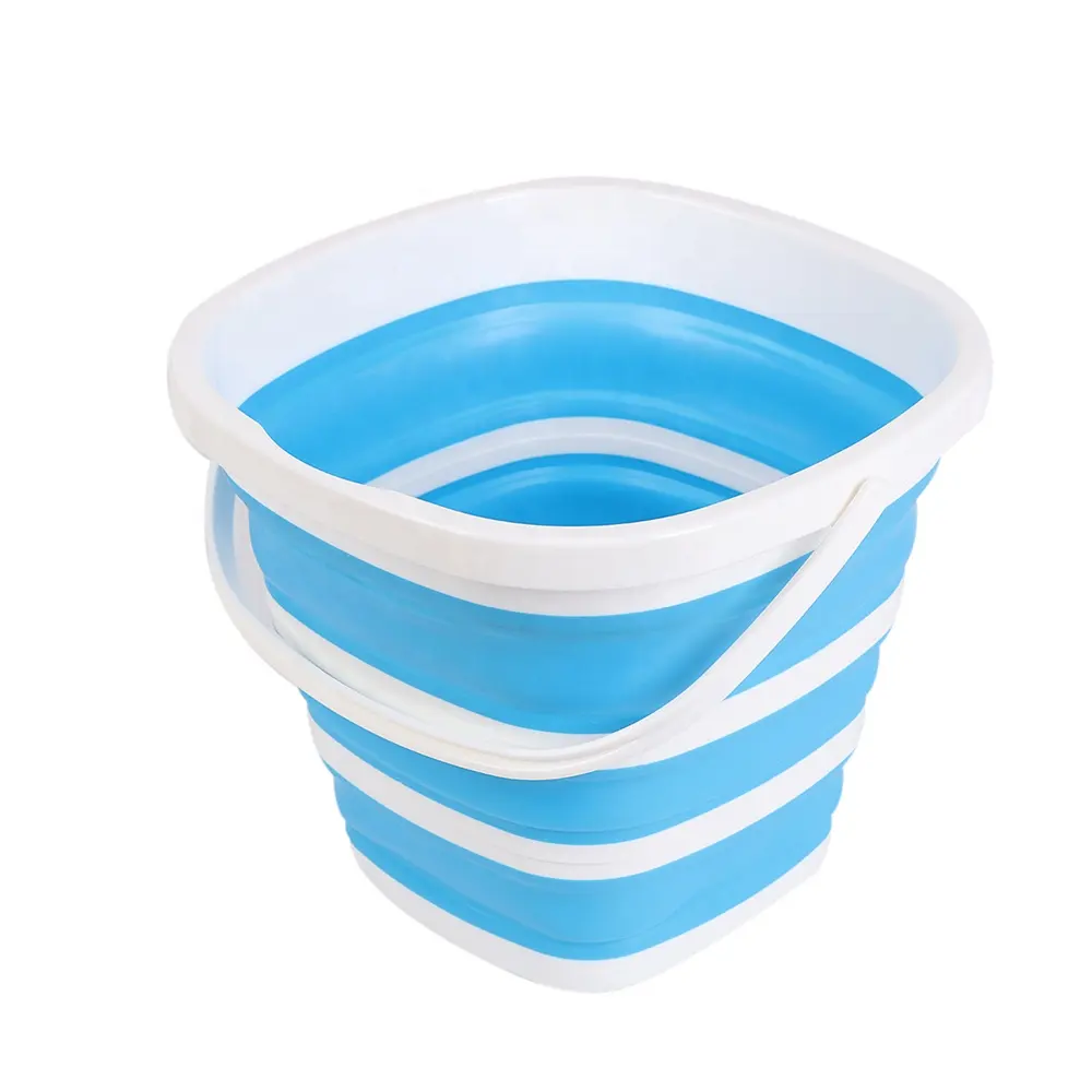 Custom Color Collapsible Water Bucket Space Saving Bucket Portable Fishing Camping Pail 10L Square Shape Folding Water Container