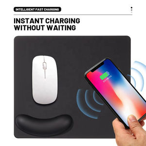 Factory <b>Custom</b> Brand Wireless Charger 15W Fast Charging PU Leather <b>Mouse</b> <b>Pad</b> with Wrist Rest for Office Use Stock - Product Image 4