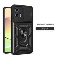 Housse de téléphone pour appareil photo coulissant pour Motorola Moto G04 G24 G34 G54 G84 5G étui mobile antichoc à anneau de Rotation robuste de luxe