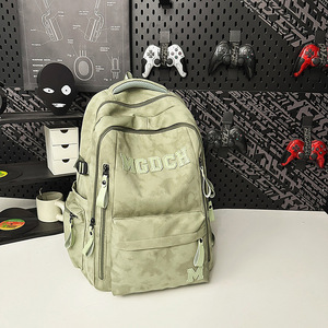 Mgdc1 <b>Backpack</b> <b>Large</b> Capacity Unisex Student <b>Backpack</b> Solid Color Detachable Strap Interior Zipper Pocket - Product Image 2