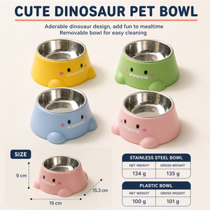 Ciotola Compatta a Forma di Dinosauro per Gatti e Cani di Piccola Taglia, Piatti Facili da Raggiungere con Supporto Stabile per Pasti, Ciotola Singola per Animali Domestici a Tema Dinosauro - Product Image 3