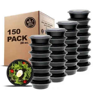 Großhandel stapelbar BPA frei Einweg 650ml pp Kunststoff Runde Take Away Food Bowl Behälter mit Deckel