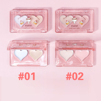 Paleta de maquillaje para cara, resaltador de maquillaje con logotipo personalizado, doble Corazón, opalescente, corrector fino y cremoso