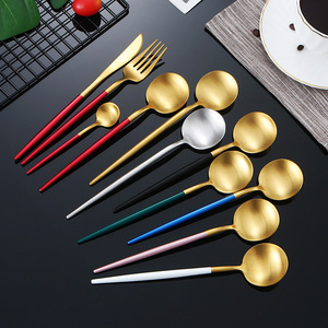 Juego de Cubiertos de Acero Inoxidable 304, Cuchillo, Tenedor y Cuchara, 4 Piezas, Caja de Regalo, Color Sólido, Vajilla Occidental - Product Image 2