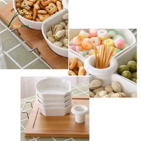 Ensemble d'assiettes en céramique pour les collations et les loisirs avec plateau en bambou