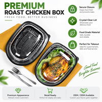 Barquettes jetables en PP, contenants alimentaires à emporter, boîtes en plastique pour poulet rôti, boîtes pour côtes de bœuf avec couvercle