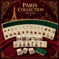 Tuiles de Mahjong Américaines Premium Sans Supports, Pions et Dés Vert Émeraude, Design Parisien pour Adultes, Soirée de Jeu de Fêtes