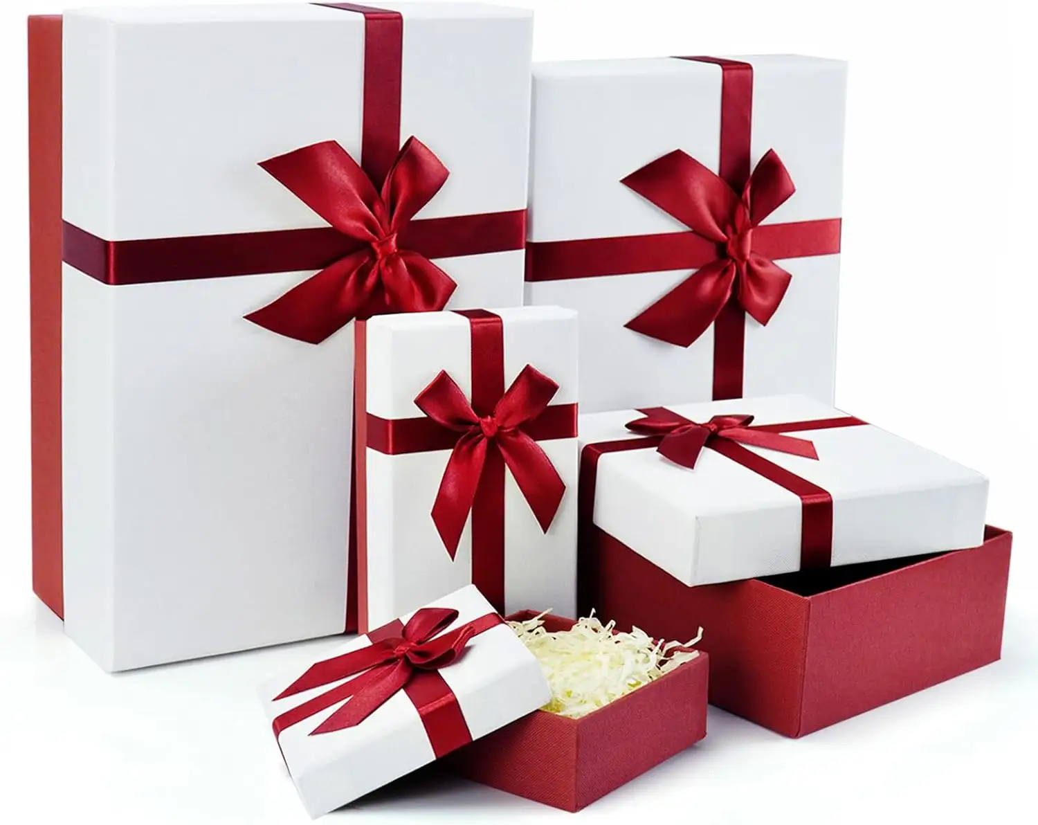 Hochzeitsbox von hohem Luxus Valentinstag Geschenkbox Geburtstag Kartonbox Verpackung mit Deckeln und Bändern benutzerdefiniertes Etikett