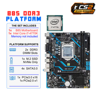Kit carte mère B85, Placa Mainboard LGA1150 avec processeur Intel Core I7 4770K, prend en charge 2x DDR3 Slots NVMe M.2 SATA3.0, carte mère B85