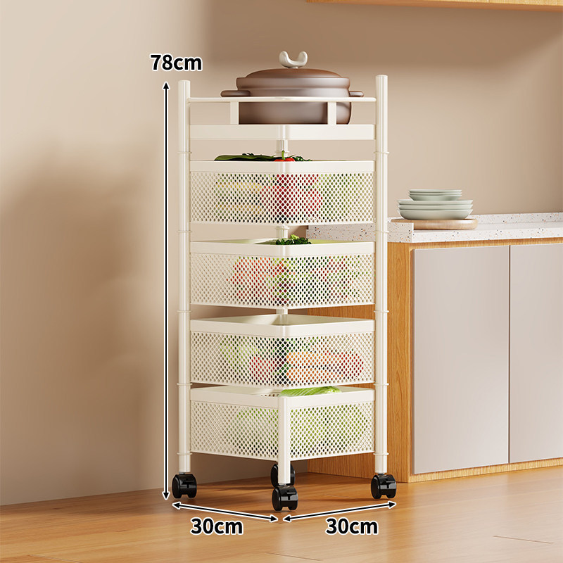 Multifunctional white rotating storage rack [four-tier square]