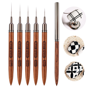 Nail Art Stylo Liner Ultra-fin Stylo de peinture professionnel Dessin au trait français Construction Spécial UV Gel Set Bois Pinceau plat - Product Image 1