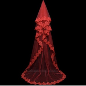 <span class=keywords><strong>Voiles</strong></span> de mariée courts rouges longs 3M <span class=keywords><strong>voiles</strong></span> de mariage cathédrale une couche <span class=keywords><strong>or</strong></span> paillettes dentelle appliques voile de mariée avec peigne - Product Image 6