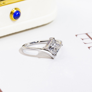 Messi Jewelry MSR-1771 925 <b>Silver</b> Princess Cut <b>Solitaire</b> <b>Ring</b> Fashion <b>Rings</b> Lab Grown Diamond <b>Ring</b> Engagement <b>Ring</b> - Product Image 2