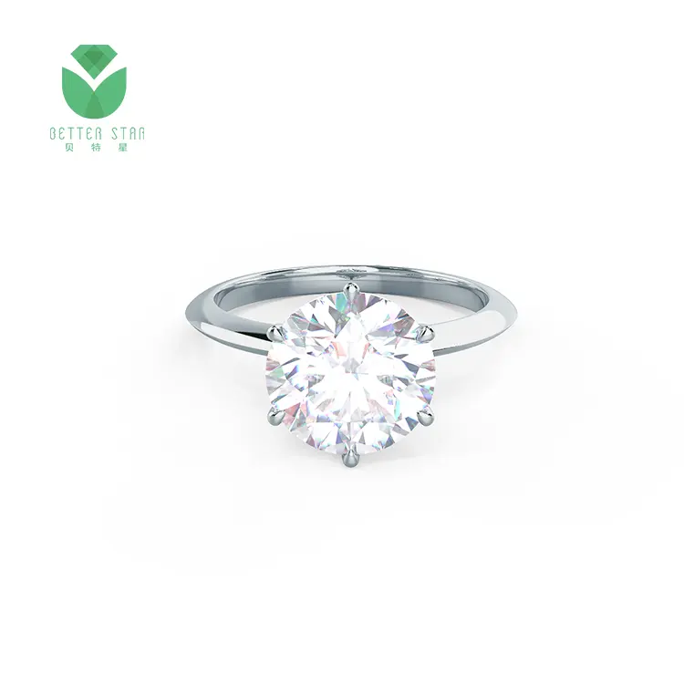 Anillo de oro de 18 quilates con diamantes de laboratorio, anillo de boda con 6 garras deslumbrantes, joyería de diamante sintético HPHT