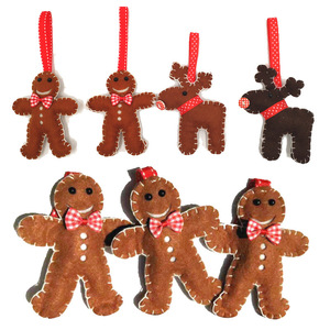 Transfrontalier bricolage décorations de noël laine feutre tissu <span class=keywords><strong>pain</strong></span> d'épice homme chaussettes vacances champ ornements pour cadeau de vacances donnant - Product Image 3