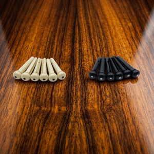 6 púas de puente para guitarra, material de hueso y cuerno con incrustaciones de puntos blancos/negros para guitarra acústica folk - Product Image 1