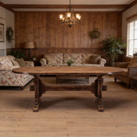 Table à manger industrielle en bois massif, design rustique scandinave artisanal TAILAI, grain naturel, durable, pour la maison ou le bar