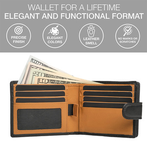 Genuine Leather <b>Wallet</b> With Multiple Card Slots Anti Theft Design Cowhide Zipper Large <b>Coin</b> Compartment Unisex Everyday Use - Product Image 3