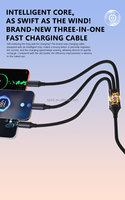 Câble de charge rapide 3-en-1 tressé noir de haute qualité 100W OEM ODM USB-A vers Micro/Type-C 1,2m pour iPhone 14/17