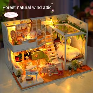 Tianyi DIY Romántico Mori Loft Cabin Conjuntos de modelos arquitectónicos de madera-Fresco y simple Viento natural Regalo de cumpleaños para niña - Product Image 3