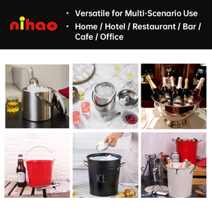 NIHAO - Cubitera Grande para Champán con Logotipo Personalizado, Enfriador de Botellas de Cerveza y Vino de Acero Inoxidable, Cubitera Dorada para Fiestas en Casa o Bares - Product Image 5