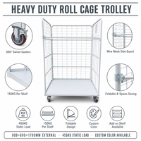 Chariot de rangement industriel mobile à quatre roues en métal avec étagères grillagées et côtés ouverts, personnalisable OEM pour outils