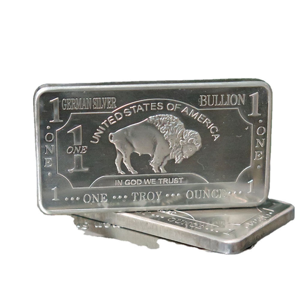 Vendita di prodotti artigianato in metallo vecchio 1 Oz argento tedesco Buffalo Bar rame zinco nichel lega bar