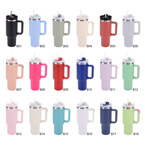 Gobelet isotherme en acier inoxydable 40OZ avec logo personnalisé, poignée, couvercle et paille réutilisable, isolation sous vide double paroi, maintien au chaud jusqu'à 6-12 heures, pour voyage - Product Image 1