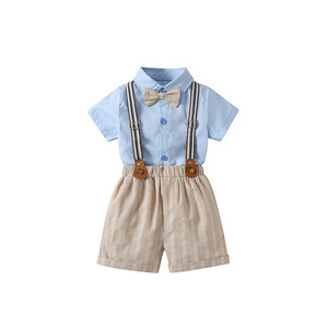 Completo estivo da ragazzo con bretelle a maniche corte Casual monopetto <span class=keywords><strong>elegante</strong></span> e completo da due pezzi - Product Image 2