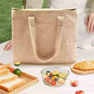 Sac à dos isotherme en coton laminé jaune grande capacité pour livraison de repas, pique-nique en extérieur et transport alimentaire - Product Image 1