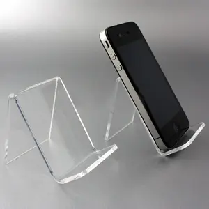 Suporte de exibição de celular em acrílico transparente para bancada, suporte de celular Lucite único para exposição de varejo