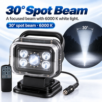 Projecteur laser LED télécommandé 70W IP65 étanche 360° °   Projecteur rotatif 6000K pour camion, chasse, camping, tout-terrain