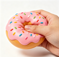 Jouets anti-stress en PU souple, jouets à presser en forme de beignets, jouets extensibles amusants et colorés pour enfants et adultes, réduction du stress