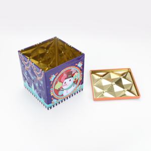 Latas de metal de regalo de Navidad personalizadas al por mayor con diseños bonitos para galletas y dulces - Product Image 3