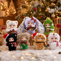 Porte-clés en peluche PVC de Noël, boîte mystère, pendentif Kawaii pour les fêtes (chat, cerf, bonhomme de neige), parfumé, 6+1 styles, cadeau surprise