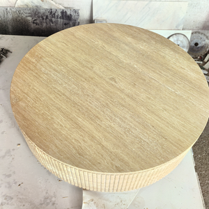 שולחן קפה מודרני בצבע בז' טרוורטין לסלון, גימור מלוטש, משטח אבן טבעית, עיצוב לבית - Product Image 2