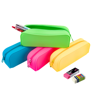 Silicone Pencil Case Waterproof Solid Color <b>Pen</b> Case Soft Large Capacity Stationery Box Multi-color Student Learning Supplies - Product Image 1