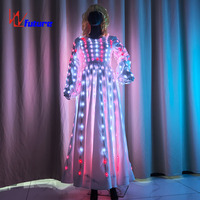 LED Queen's Set Clothes Dresses Ballroom Luminous Costume for Stage Light up Suit Handmade Performance Wear
