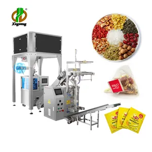 Balance électronique multi-têtes entièrement automatique Fleur Thé Fruits Thé Nylon Triangle Sachet de thé Mesure Remplissage Machine d'emballage