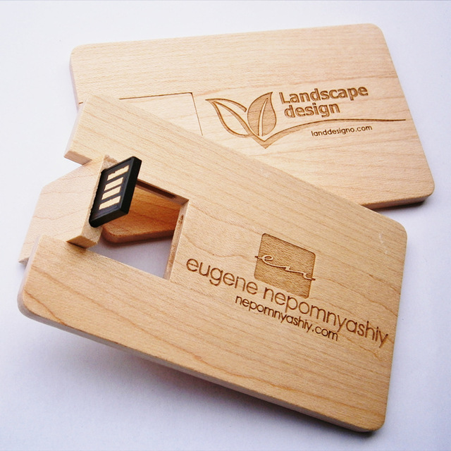 32gb 64gb Card Shape USB Flash Drive Wooden USB Pendrive Memory Flash Drive Card Wood USB Stick