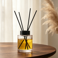 Bouteille diffuseur en verre en gros, bouteille diffuseur à bâtonnets haut de gamme pour aromathérapie domestique, bouteille décorative pour huiles essentielles et parfums